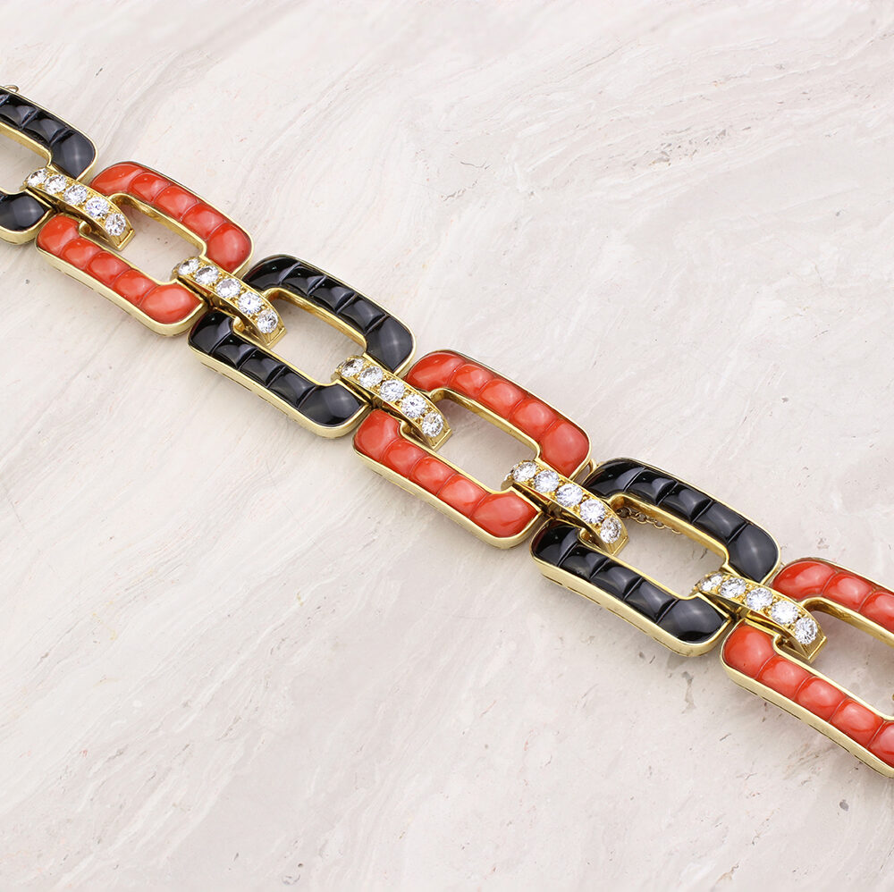 Bulgari Diamond, Black and Red Coral Bracelet