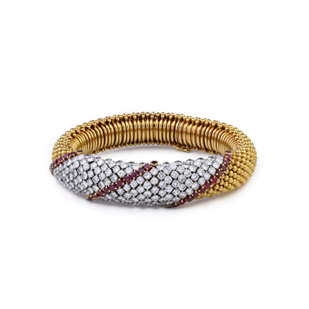 Van Cleef & Arpels 'Couscous' Diamond and Ruby Bracelet