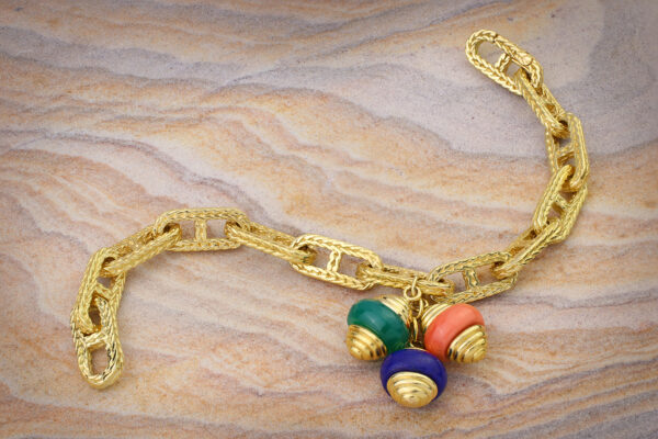 Van Cleef & Arpels Gold And Hardstone Charm Bracelet