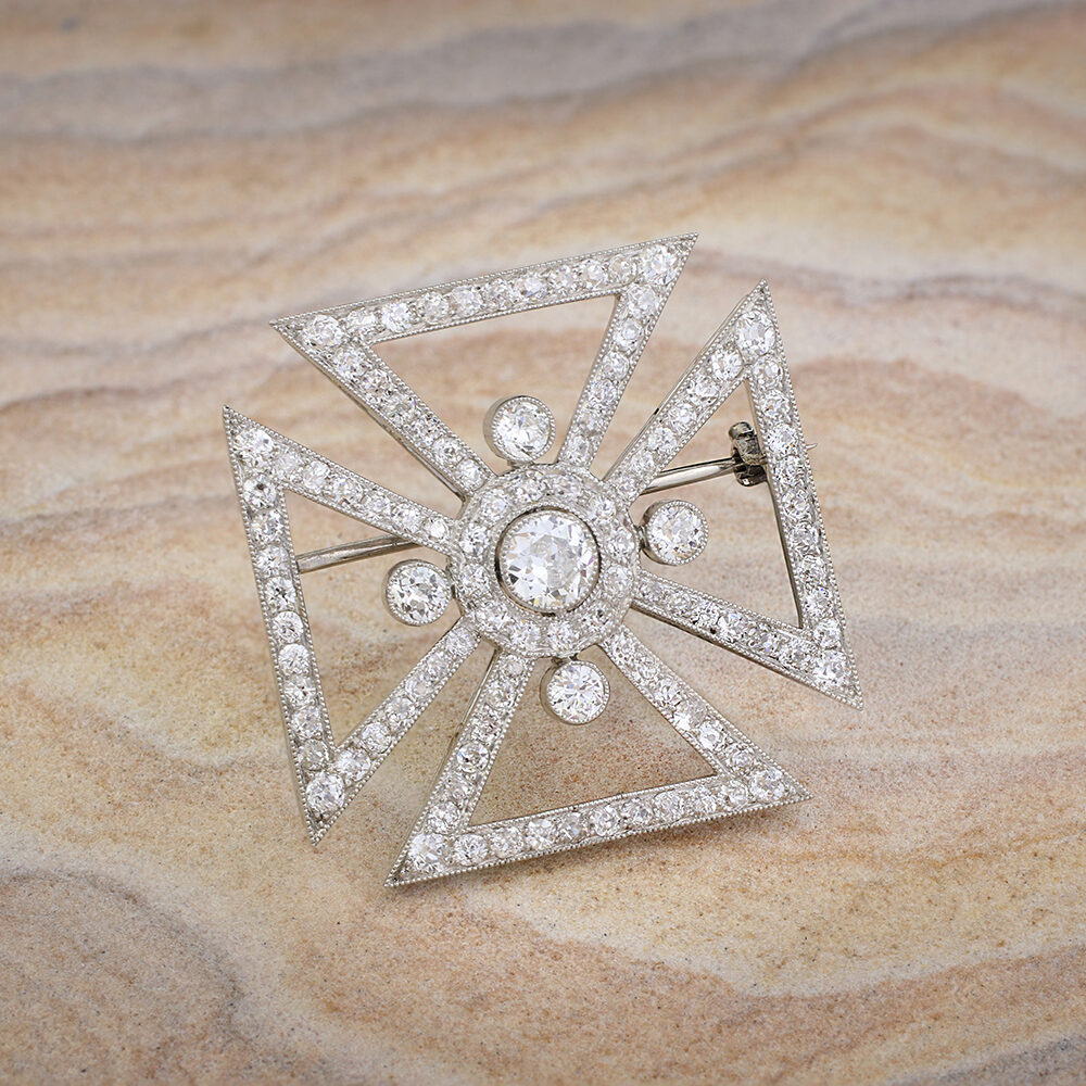 Tiffany & Co. Diamond Set Maltese Cross Brooch