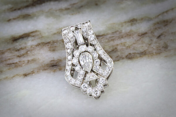 Cartier Art Deco Diamond And Platinum Clip Brooch