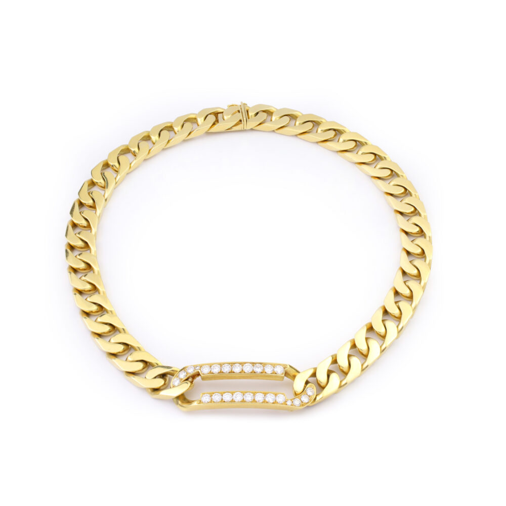 Bulgari Diamond and Gold Curb Link Necklace