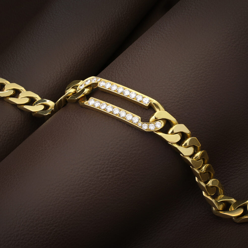 Bulgari Diamond and Gold Curb Link Necklace