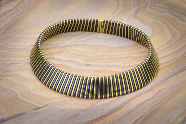 Bulgari Tubogas Gold and Blackened Gold Collar Necklace