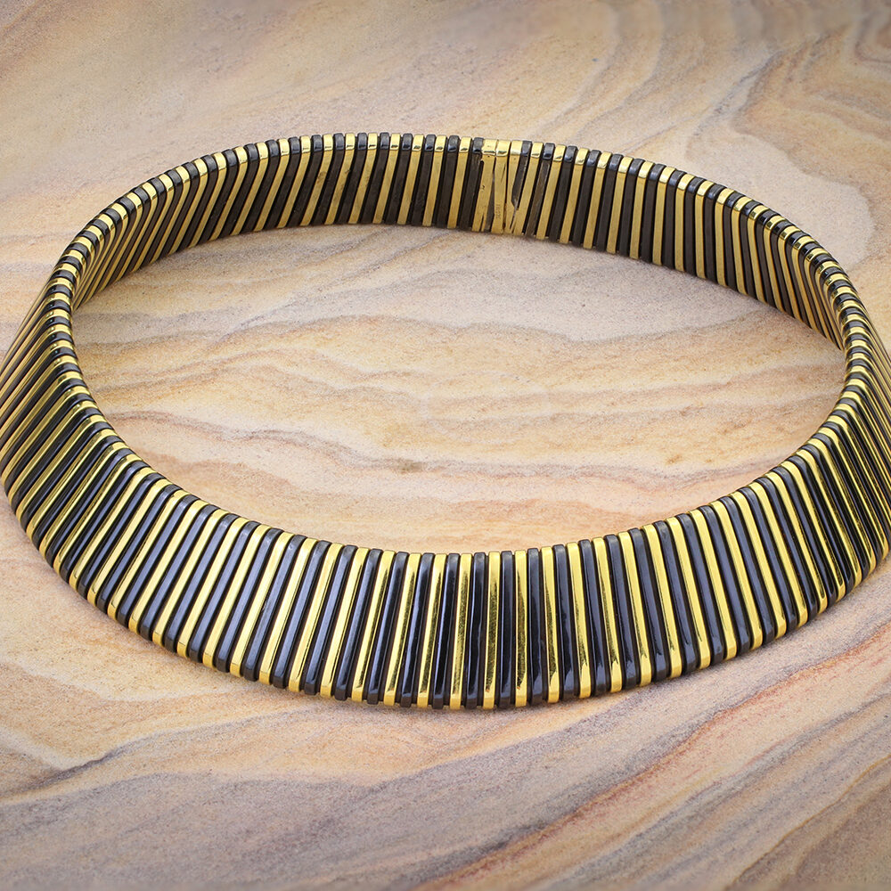 Bulgari Tubogas Gold and Blackened Gold Collar Necklace