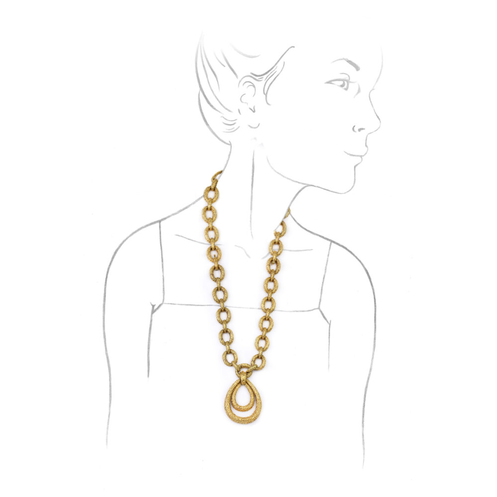 Van Cleef & Arpels Textured Gold Pendant Necklace