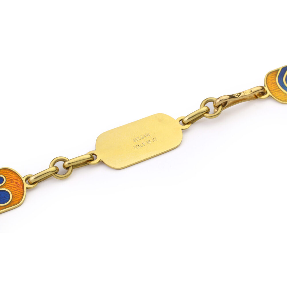 Bulgari Enamel and Gold Chain Link Long Necklace