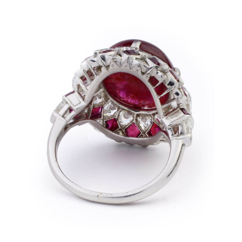 Cabochon Star Ruby and Diamond Ring