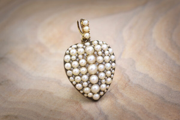 Antique Pearl And Diamond Set Heart Locket Pendant