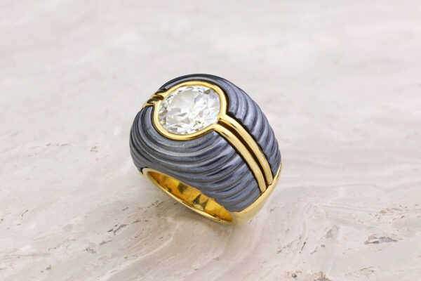 Bulgari Hematite And Diamond Ring