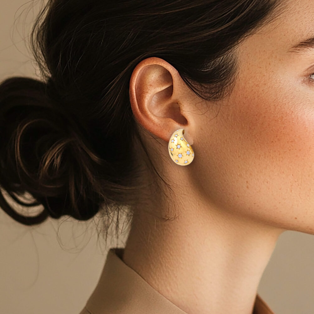 Cartier Diamond and Gold Ear Clips