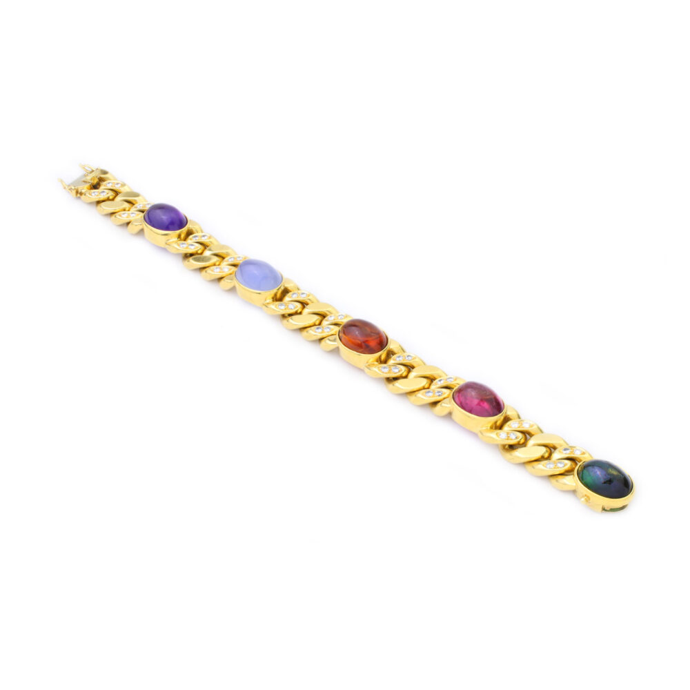 Bulgari Multi-Gem Curb Link Bracelet