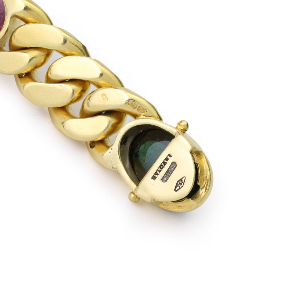 Bulgari Multi-Gem Curb Link Bracelet