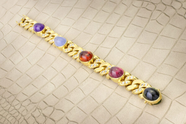 Bulgari Multi-Gem Curb Link Bracelet