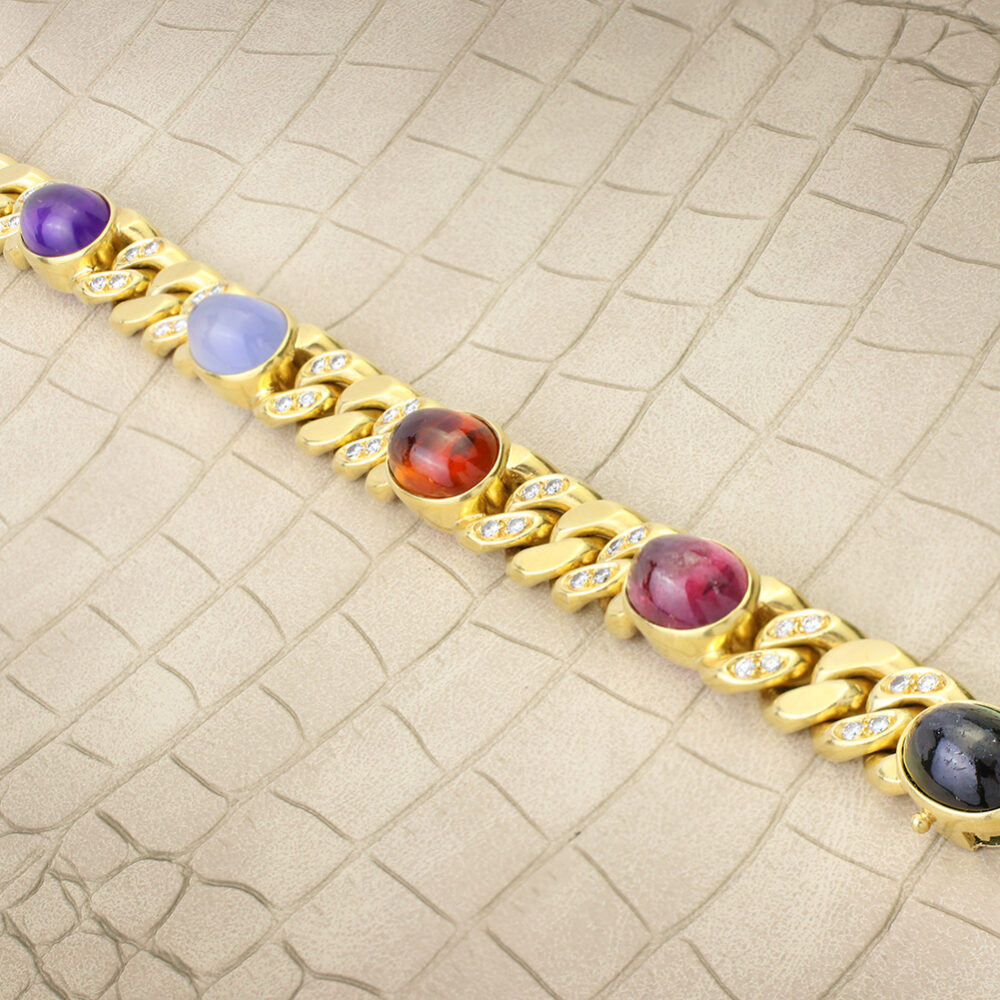 Bulgari Multi-Gem Curb Link Bracelet