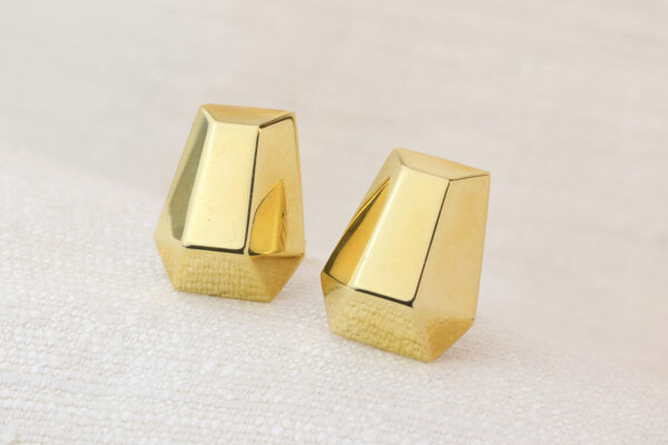 Cartier Faceted Sculpted Gold Ear Clips