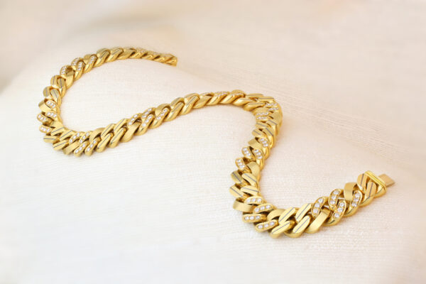 Bulgari Diamond Set Gold Curb Link Necklace