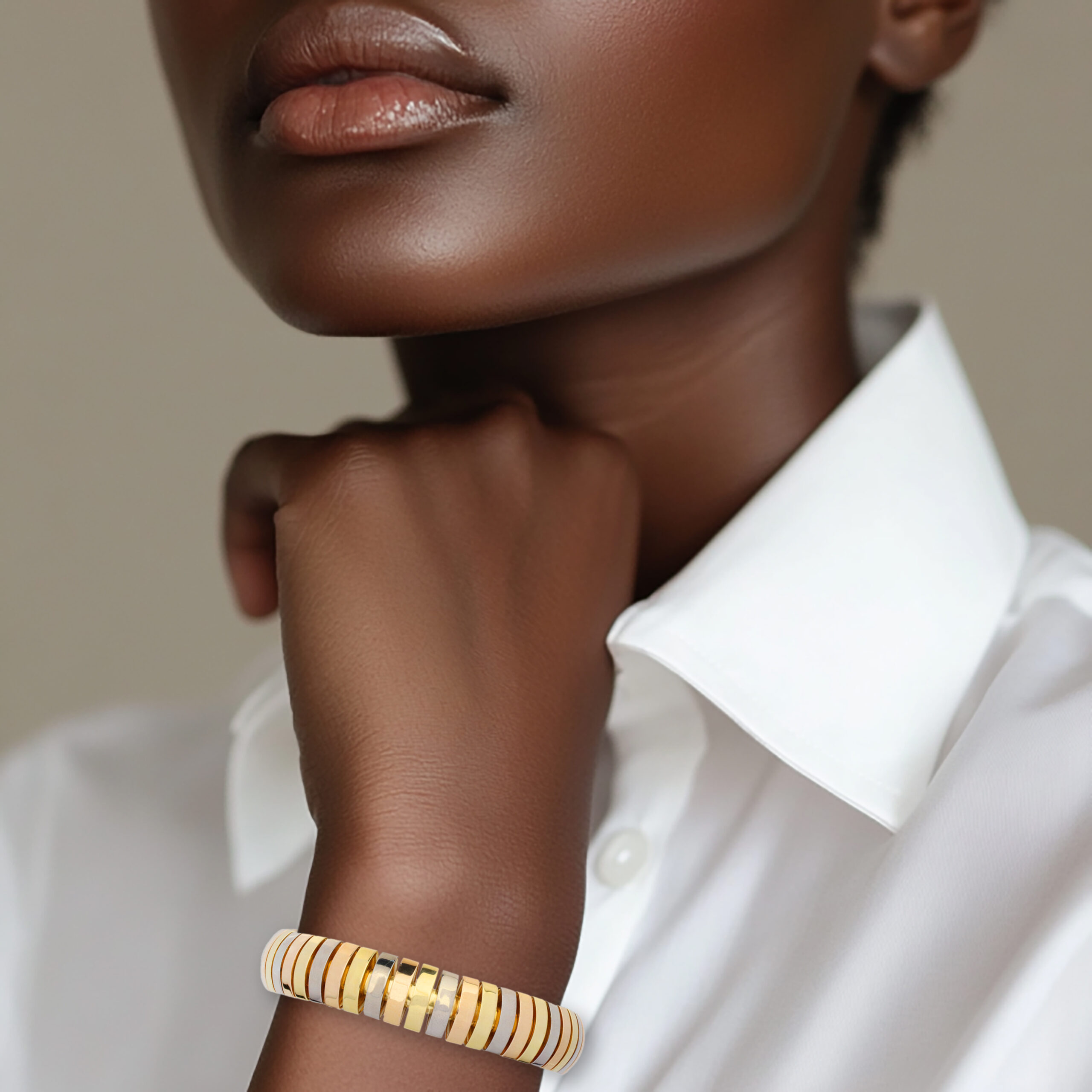 Cartier Tri-Color Gold Necklace and Bracelet Set