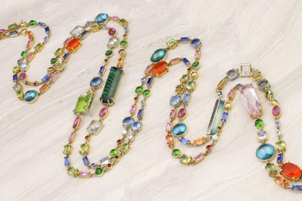 Multi Gem And Gold Long Necklace