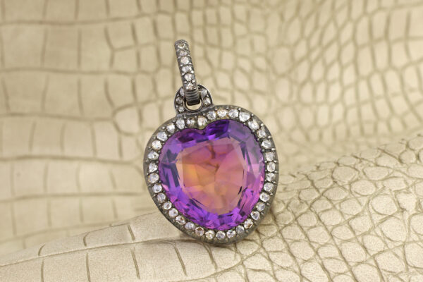 Antique Jumbo Amethyst And Diamond Pendant