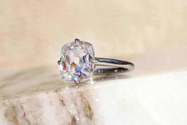 Cushion Cut Diamond And Platinum Ring