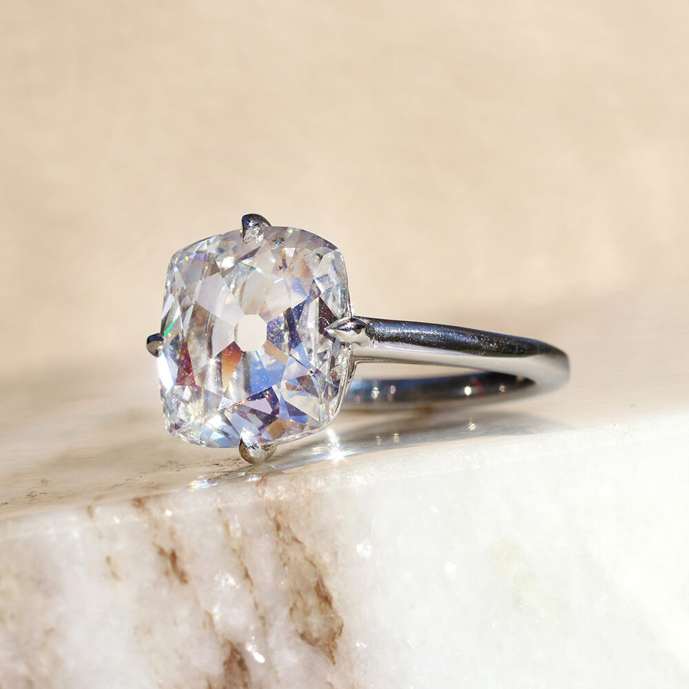 Cushion Cut Diamond and Platinum Ring