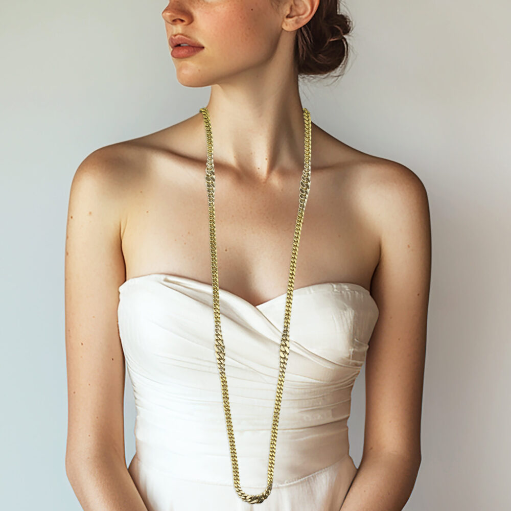 Cartier Bi-Color Gold Curb Link Chain Long Necklace