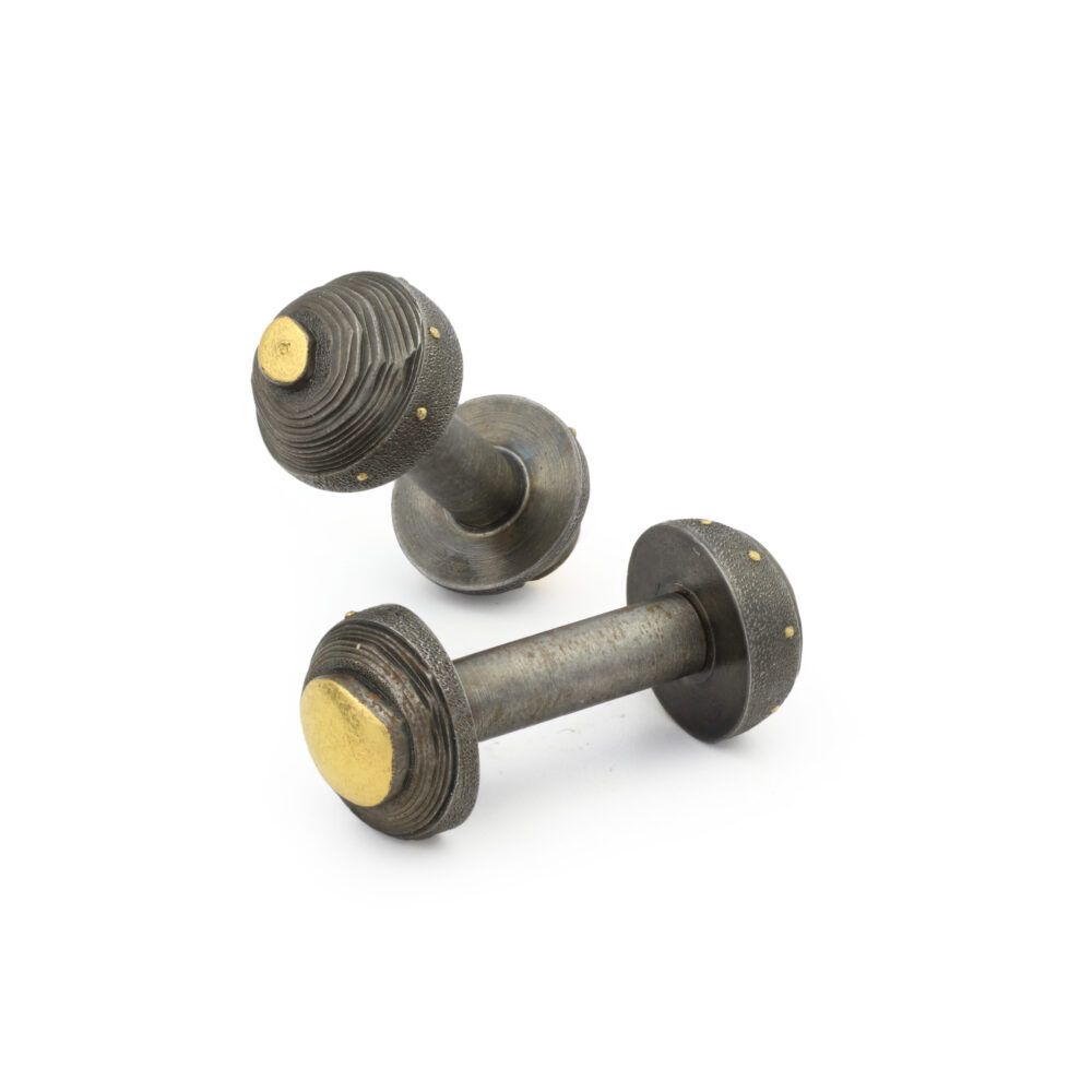 Daniel Brush Oxidized Steel and Gold Cufflinks