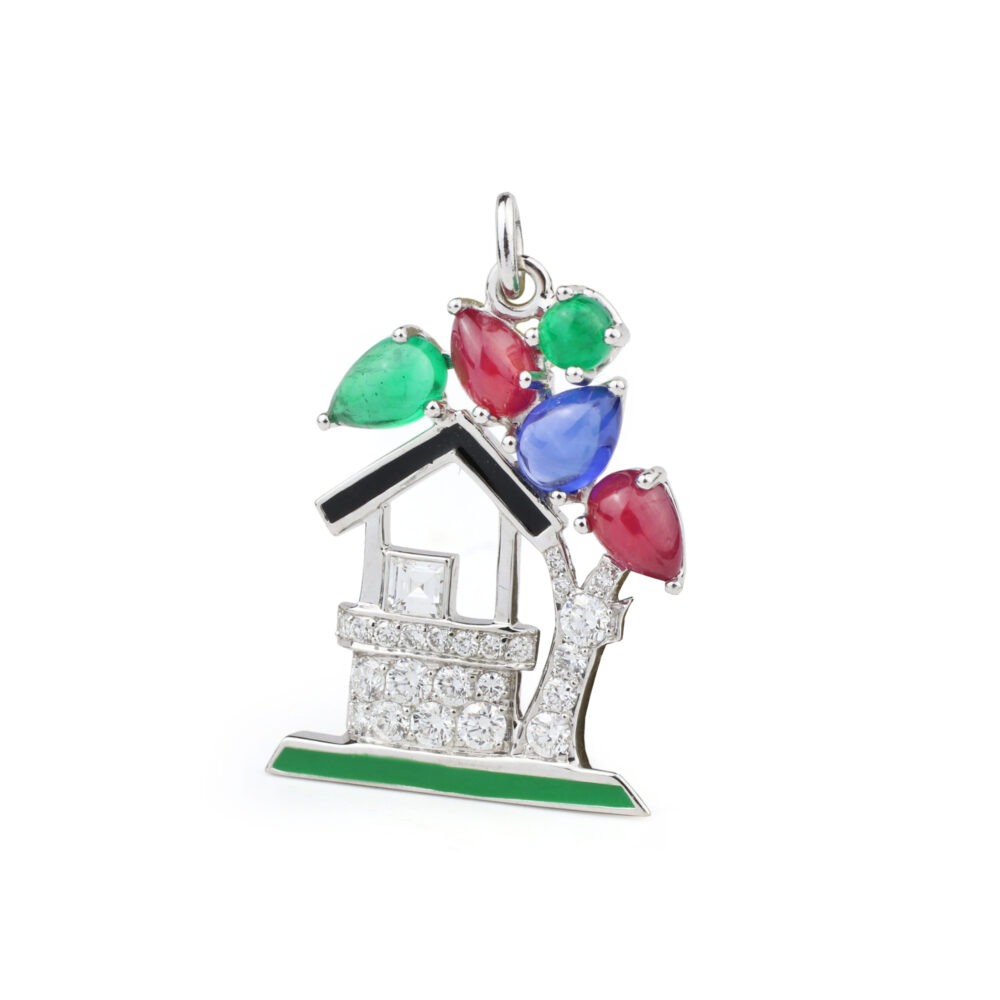 Raymond Yard 'Wishing Well' Gem and Enamel Pendant Charm