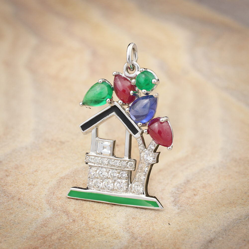 Raymond Yard 'Wishing Well' Gem and Enamel Pendant Charm