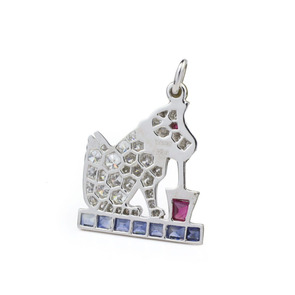 Raymond Yard 'Dog Sipping Drink' Multi-Gem Pendant Charm