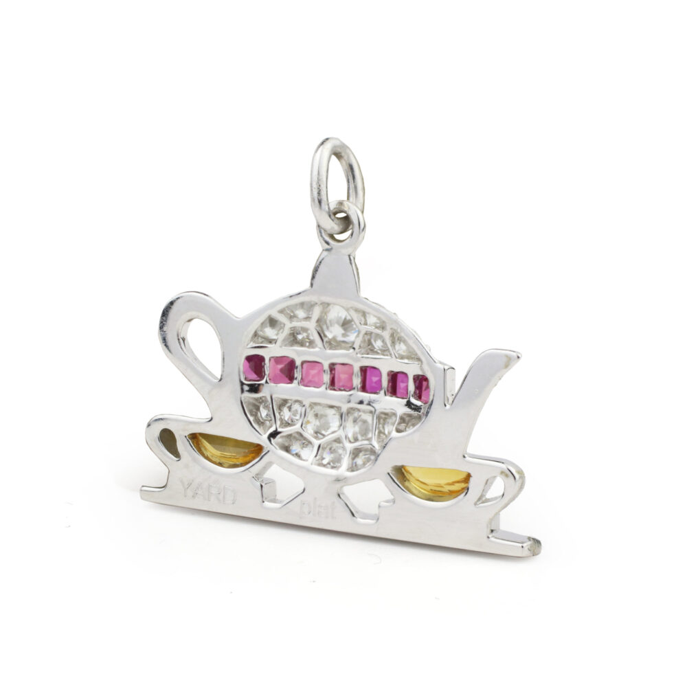 Raymond Yard 'Tea for Two' Ruby, Citrine and Diamond Pendant Charm