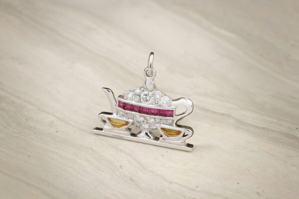 Raymond Yard ‘Tea for Two’ Ruby, Citrine and Diamond Pendant Charm