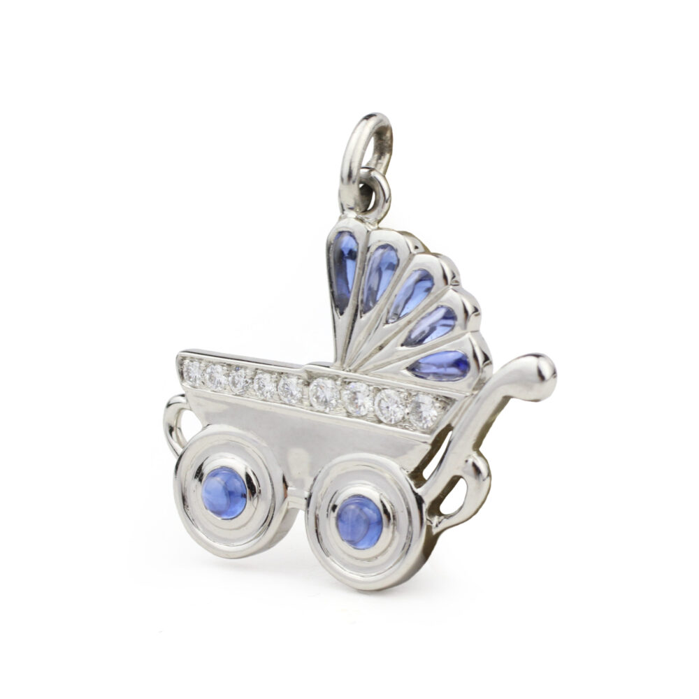 Raymond Yard 'Boy Baby Carriage' Sapphire and Diamond Pendant Charm