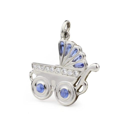 Raymond Yard 'Boy Baby Carriage' Sapphire and Diamond Pendant Charm
