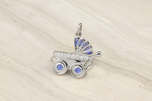 Raymond Yard ‘Boy Baby Carriage’ Sapphire and Diamond Pendant Charm