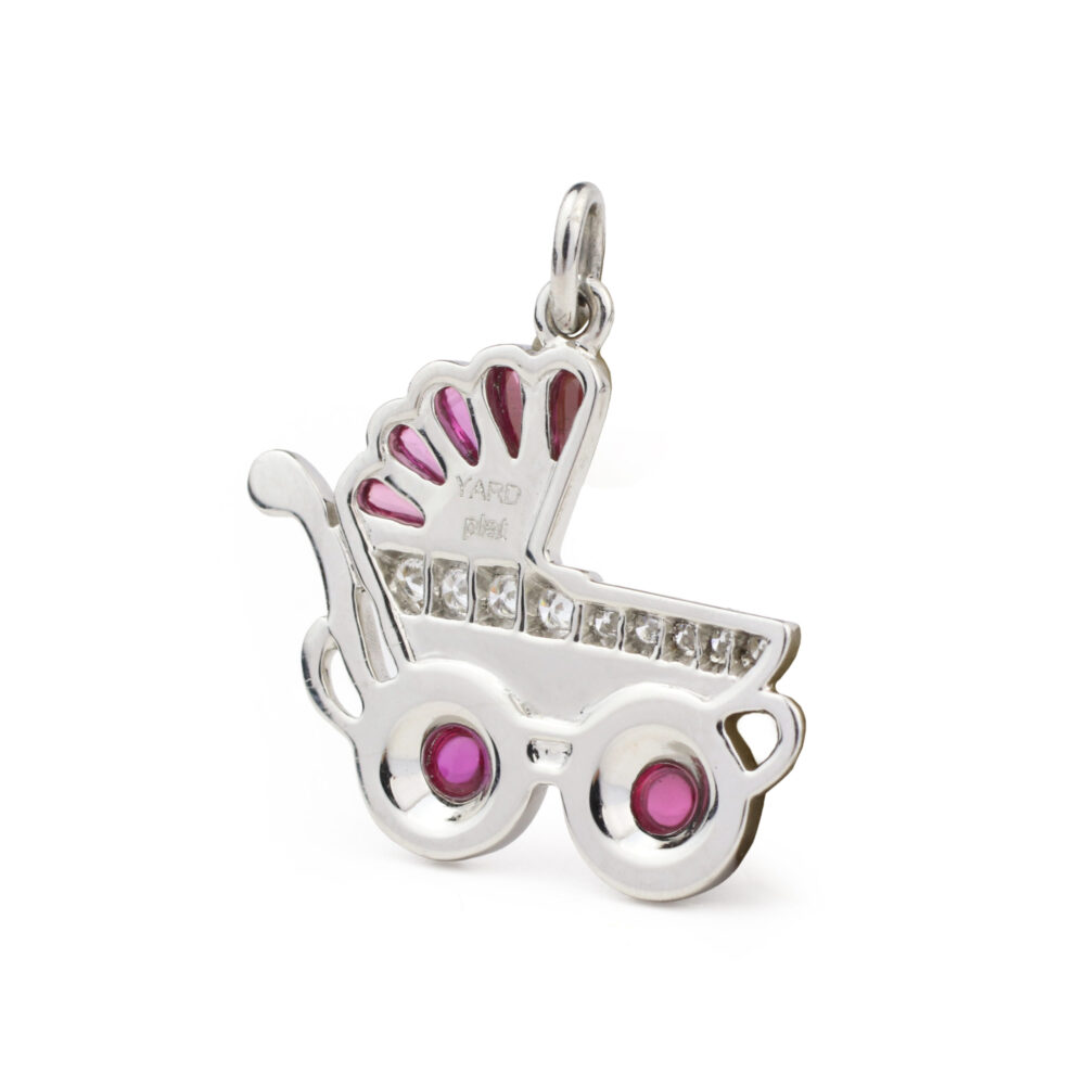 Raymond Yard 'Girl Baby Carriage' Pink Sapphire and Diamond Pendant Charm