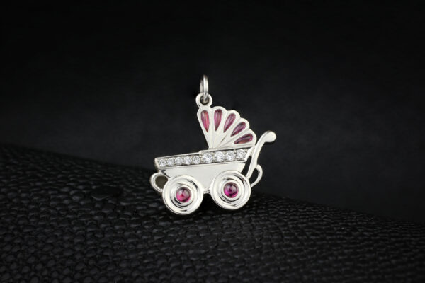 Raymond Yard ‘Girl Baby Carriage’ Pink Sapphire and Diamond Pendant Charm