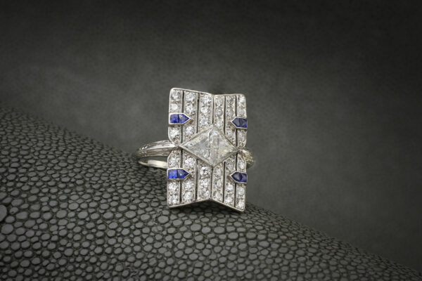 Art Deco Diamond and Sapphire Ring