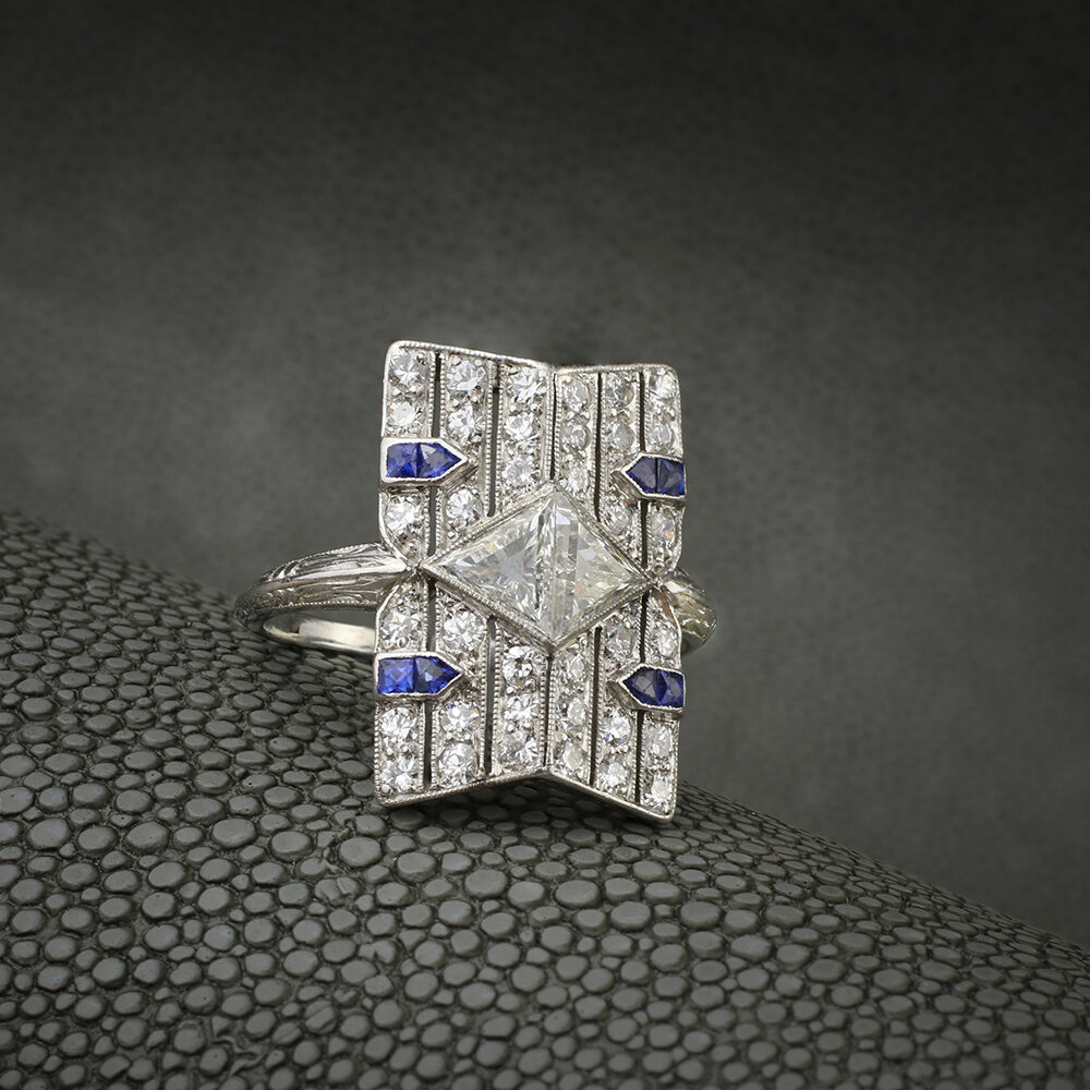 Art Deco Diamond and Sapphire Ring