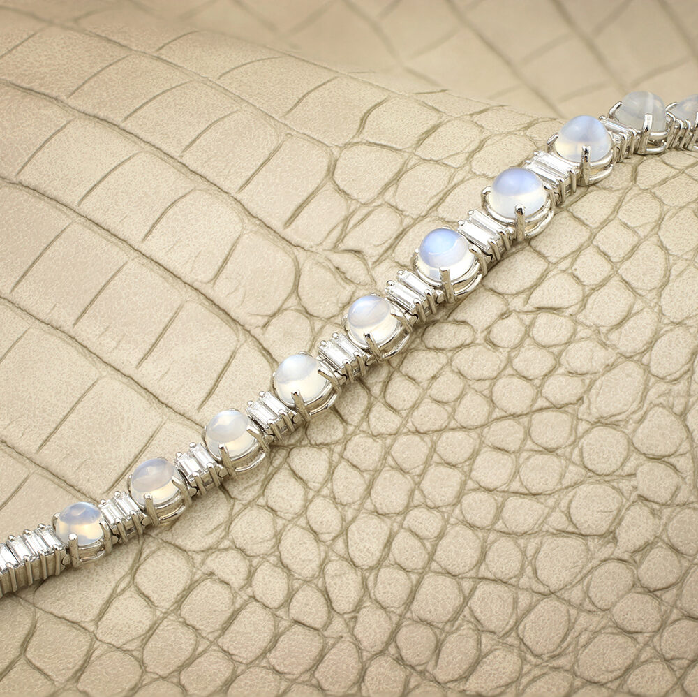 Moonstone and Diamond Line Bracelet