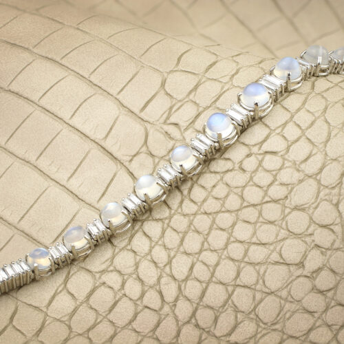 Moonstone and Diamond Line Bracelet
