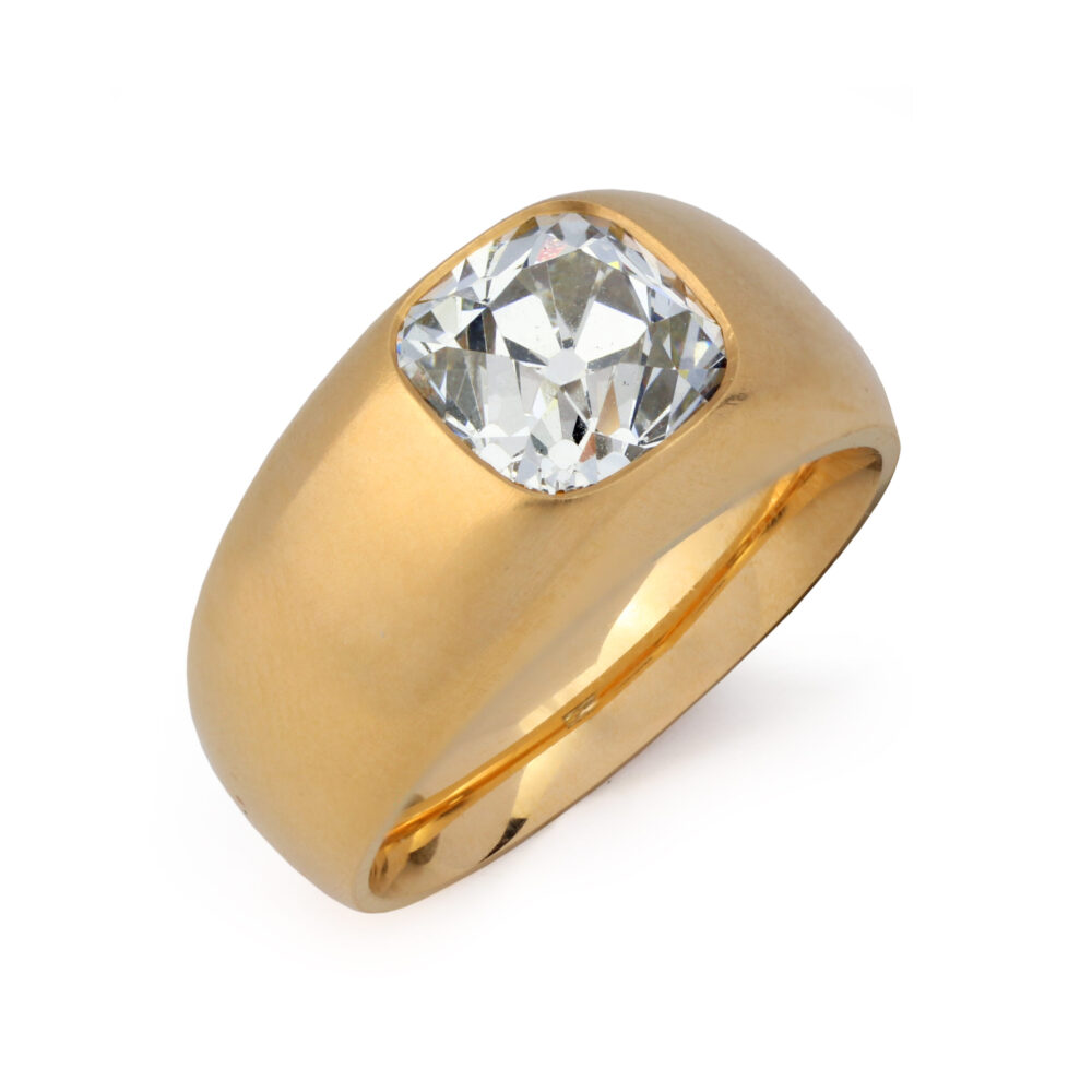 Gypsy Set Cushion Cut Diamond Ring