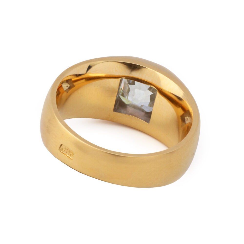 Gypsy Set Cushion Cut Diamond Ring