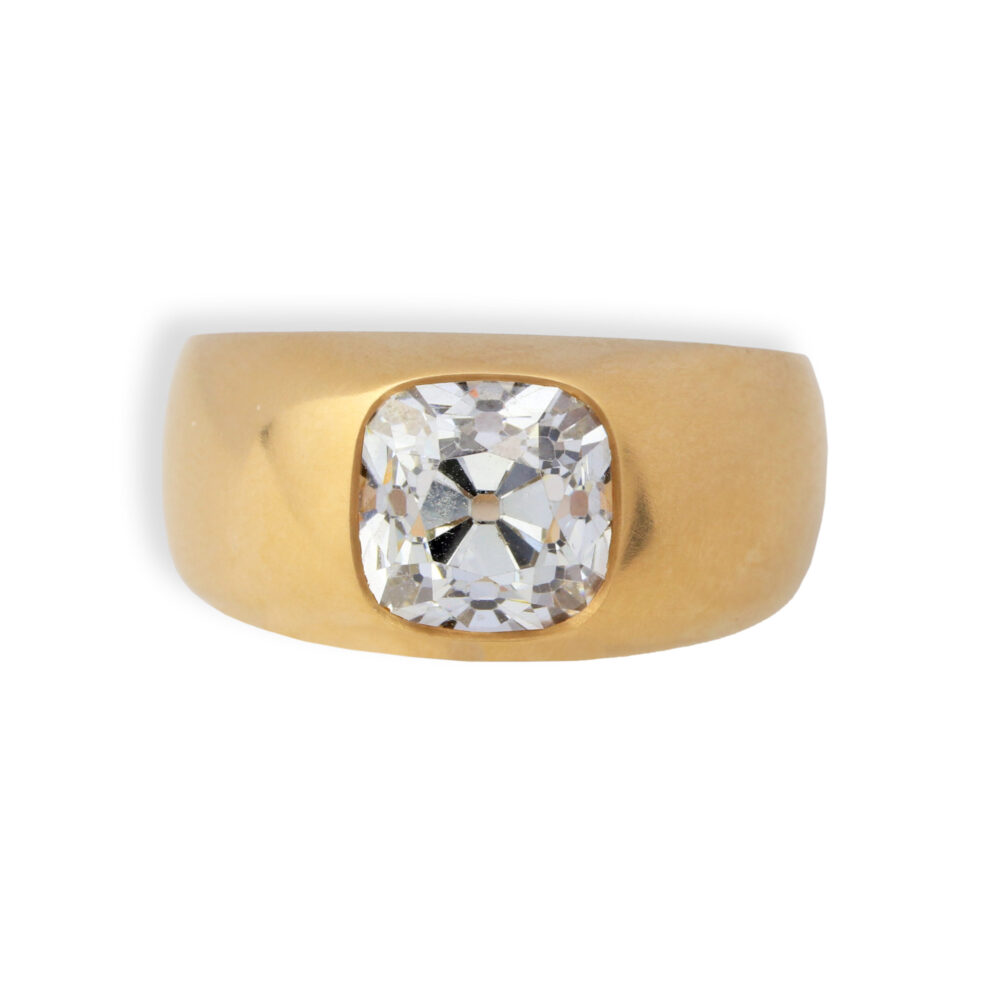 Gypsy Set Cushion Cut Diamond Ring