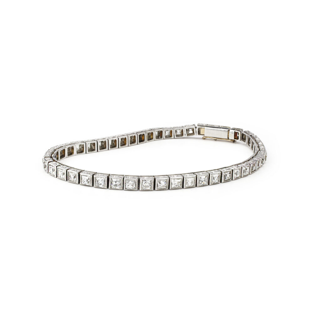 Art Deco French Cut Diamond Platinum Bracelet