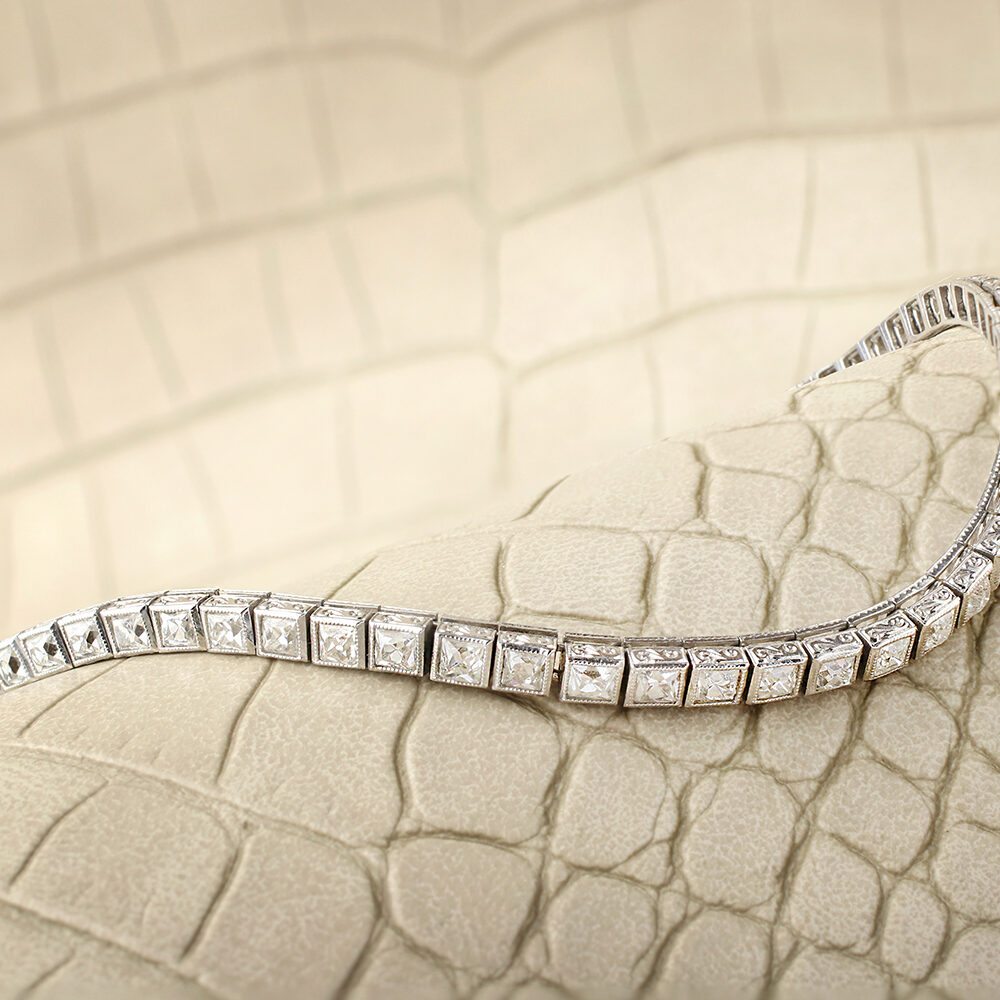 Art Deco French Cut Diamond Platinum Bracelet