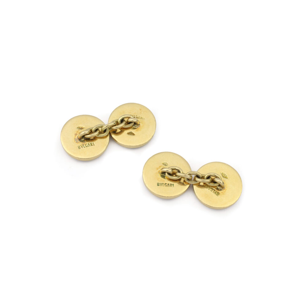 Bulgari Enamel and Gold Cufflinks