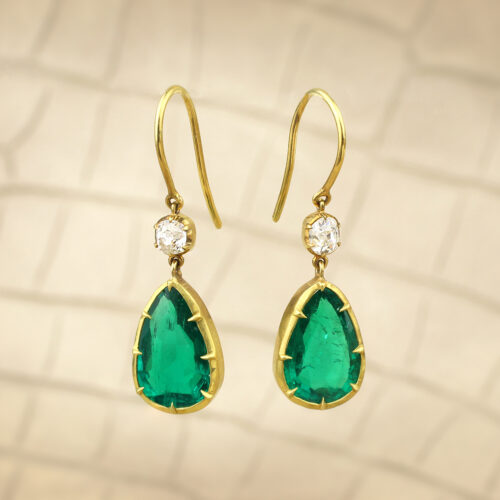 Colombian Emerald and Diamond Ear Pendants