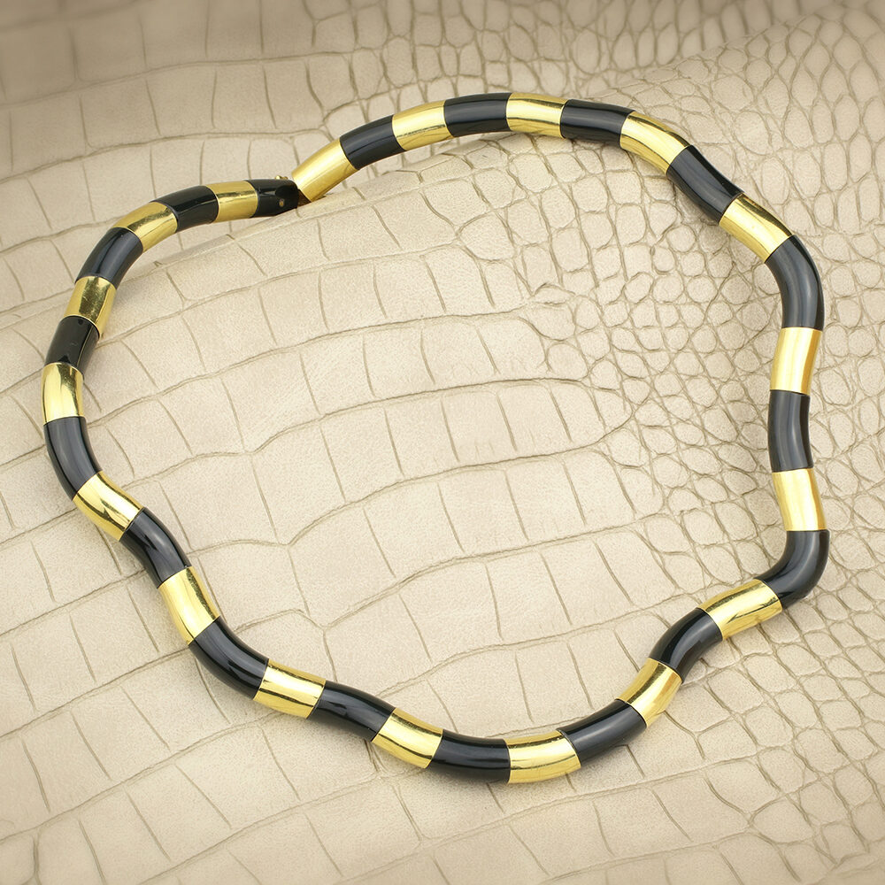 Angela Cummings 'Nile' Gold and Black Jade Necklace